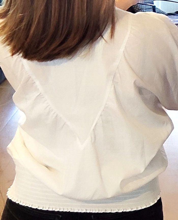 Blouse smocks blanche, ref.Libou, Maje, t.38, neuve - photo numéro 7