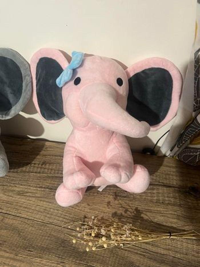 Peluches éléphants personnalisable  rose ou gris 25 cm - photo numéro 2