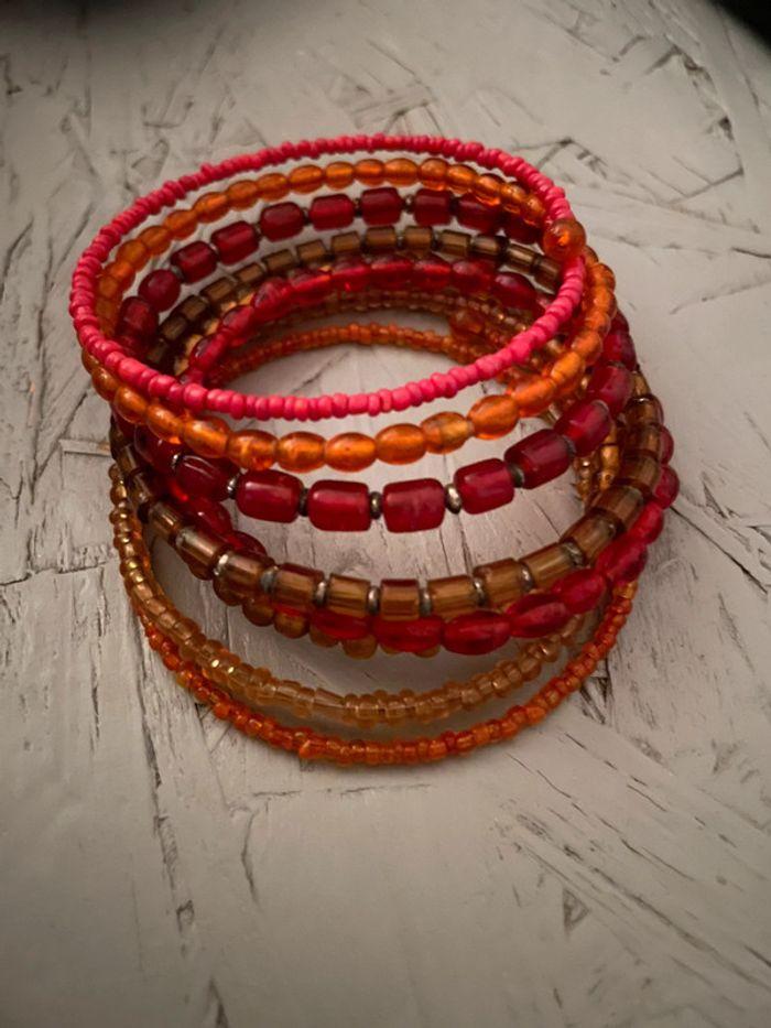 Bracelet ajustable permes rouge/orange - photo numéro 2