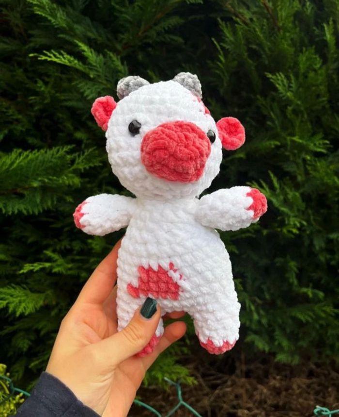 Peluche vache rose