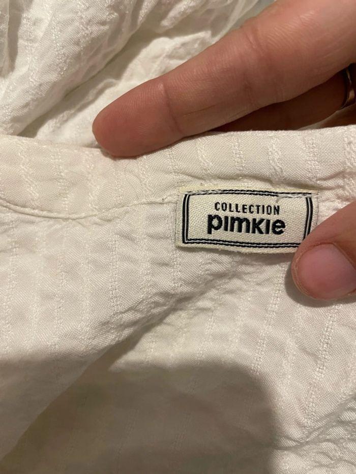 Chemise blanc col V plissé aux manches dentelle devant dos et poignet pimkie taille 36 - photo numéro 5