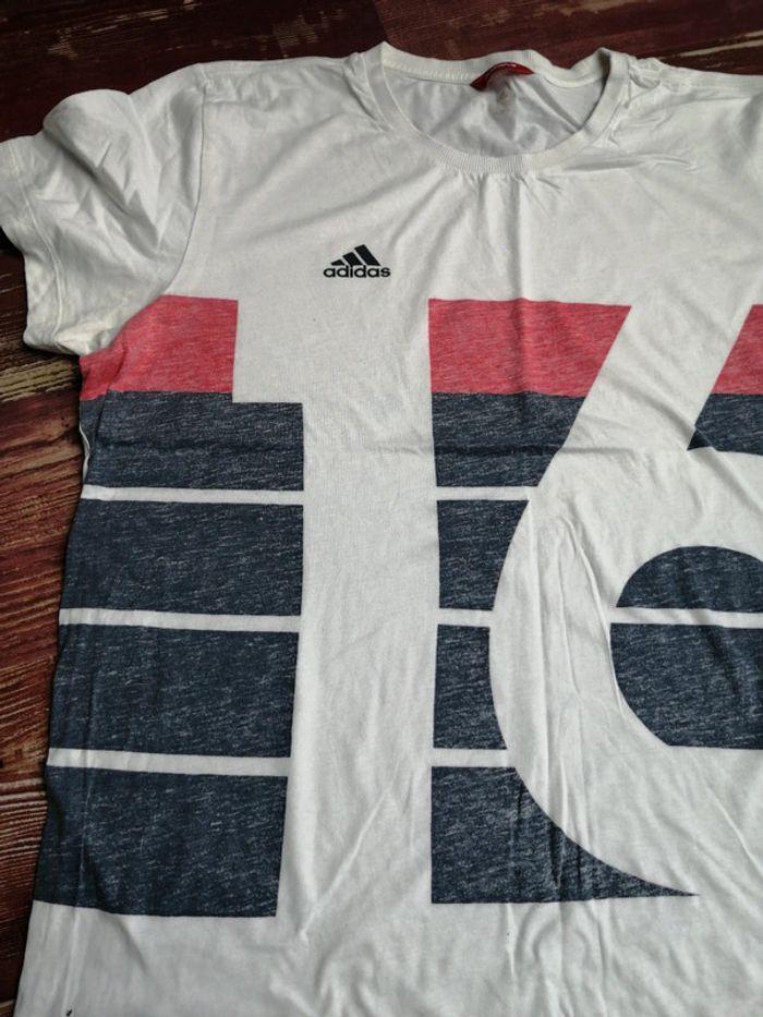 T shirt homme blanc Adidas All bleus - photo numéro 4