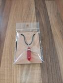 Collier neuf pendentif transparent rouge halloween