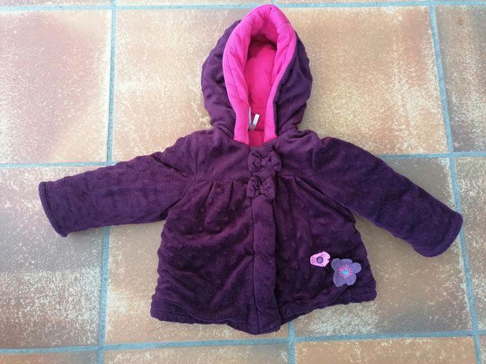 Manteau veste chaud velour bébé fille violet - photo numéro 1