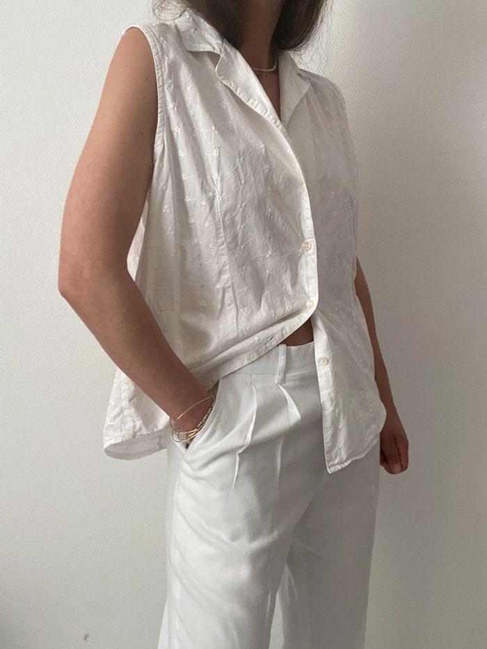 Oversized chemisier sans manches à broderie anglaise - photo numéro 5