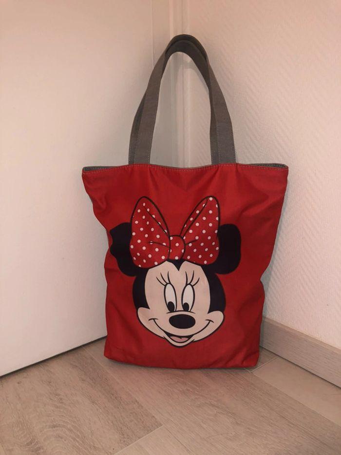 Sac tote bag en tissu très épais et solide avec fermeture zippée et tête de Minnie Mouse - photo numéro 4