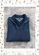 👕 Sweat quart Zip Tommy Hilfiger avec logo brodé Bleu Marine Taille XL 👕