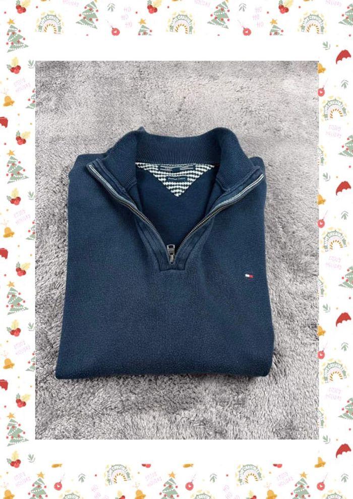 👕 Sweat quart Zip Tommy Hilfiger avec logo brodé Bleu Marine Taille XL 👕 - photo numéro 1