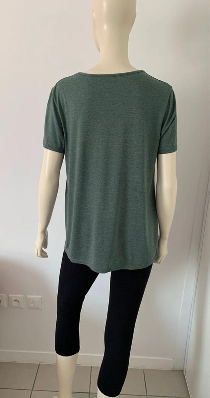 Teeshirt femme vert col rond manches courtes taille L ou 40/42 - photo numéro 5