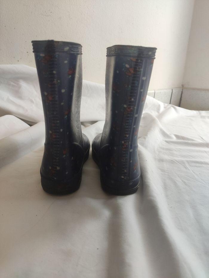 Bottes de pluie bleu marine motifs fleurs Naf Naf 25 très bon état - photo numéro 4