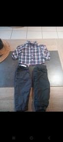 Lot 2 pantalons kiabi et 1 chemise 6 mois  creeks