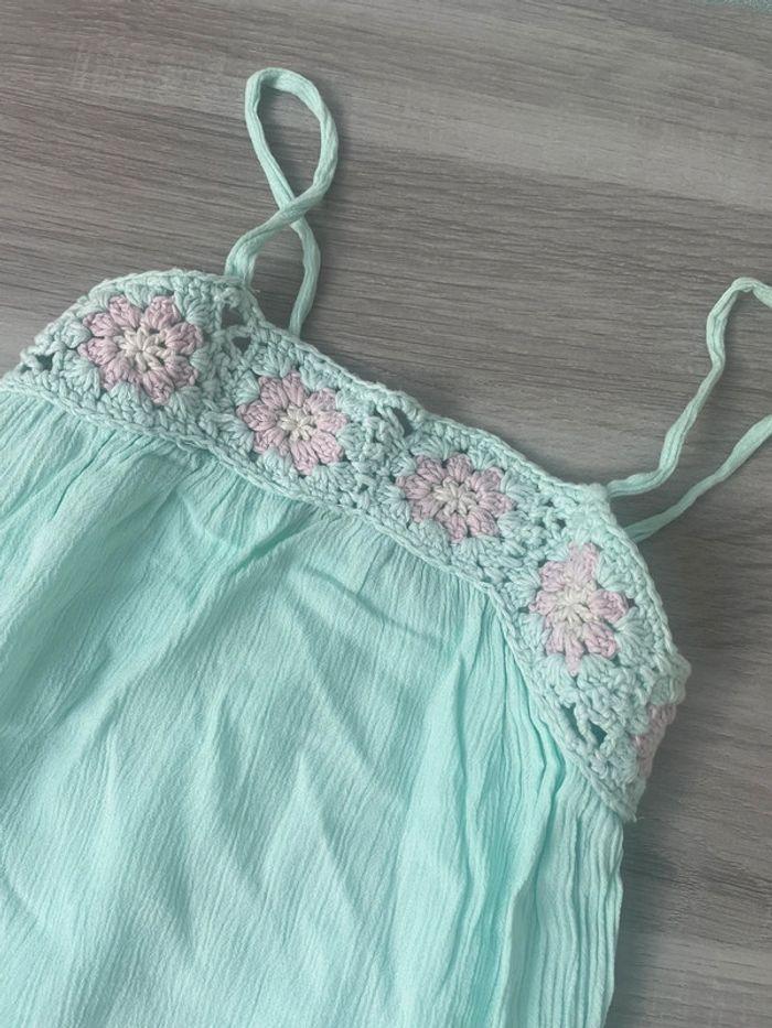 Robe gaufré turquoise à fleurs en tricot rose kiabi bb 3 ans - photo numéro 3