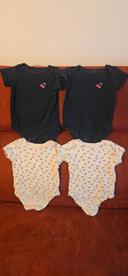 Lot de 4 bodies manches courtes verbaudet, garcons ou filles,taille 12/18 mois, 81 cm