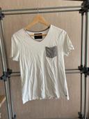 Tee-shirts blanc pochette gris taille m