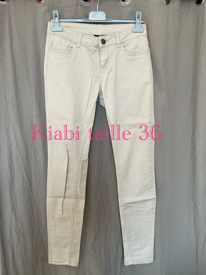 Pantalon extensible beige coupe skinny kiabi taille 36 - photo numéro 1