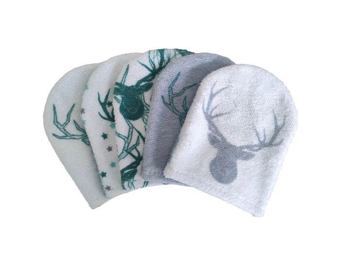 Lot de 5 gants de toilette - cerfs - photo numéro 1