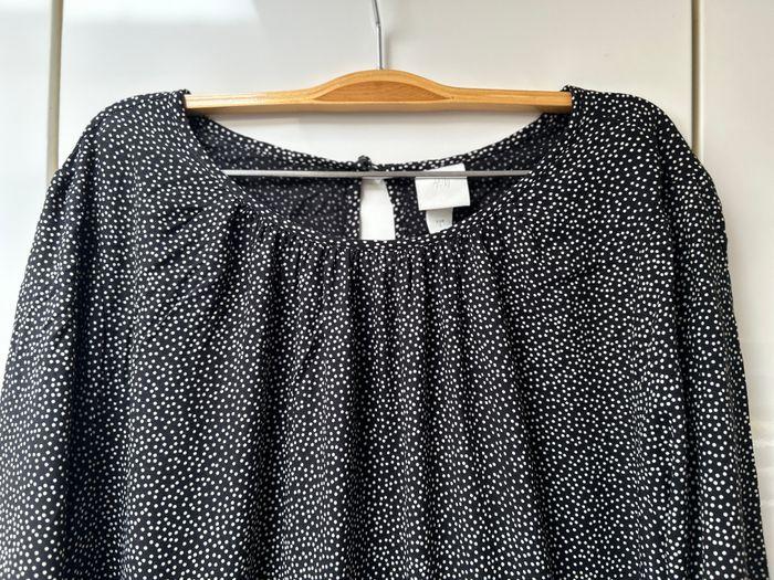 Longue robe noire à petits pois blancs H&M - Taille L - photo numéro 2