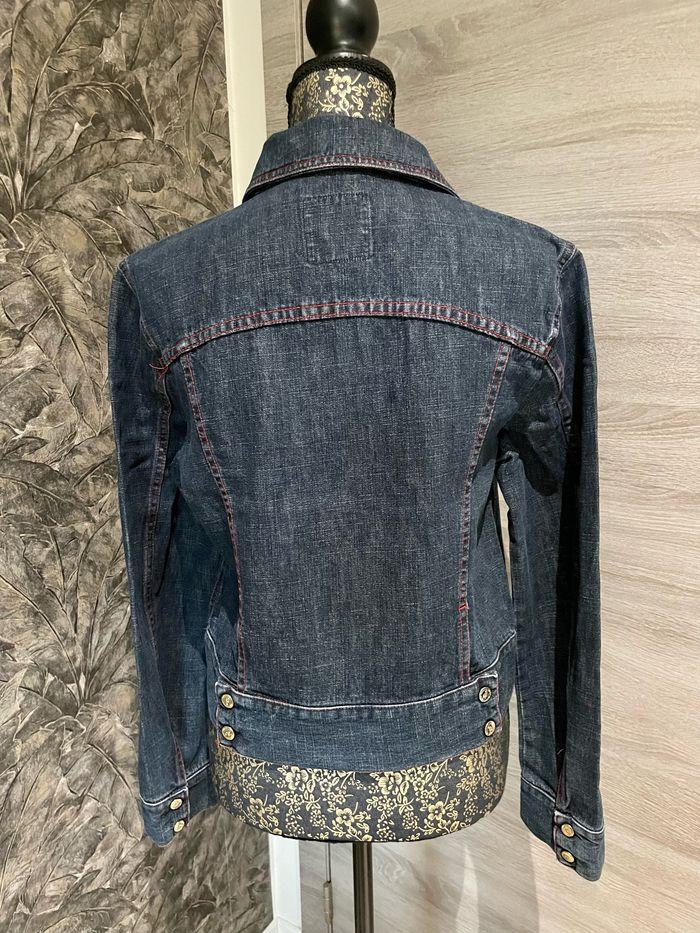 Veste blue jean originale boutons dorés et fils rouges M - photo numéro 3