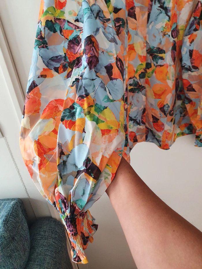 Blouse multicolore manches bouffantes - photo numéro 6