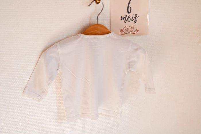 T-shirt blanc manches longues licornes, 6 mois - photo numéro 3