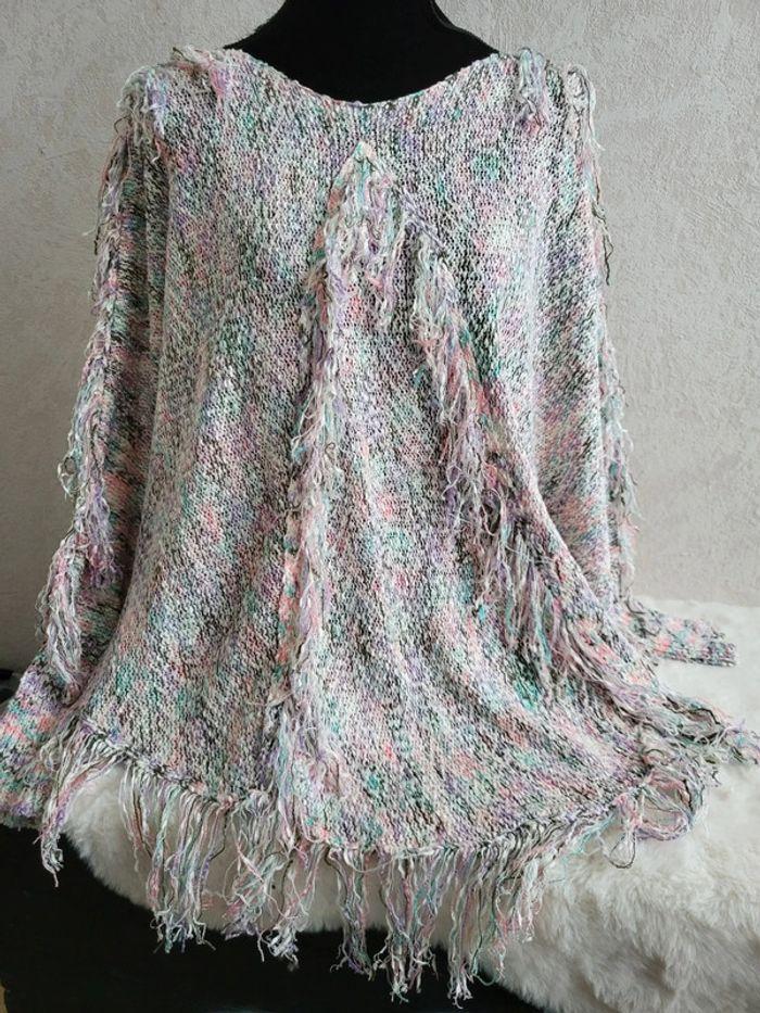 Pull poncho bohème multicolore jcl taille unique - photo numéro 2