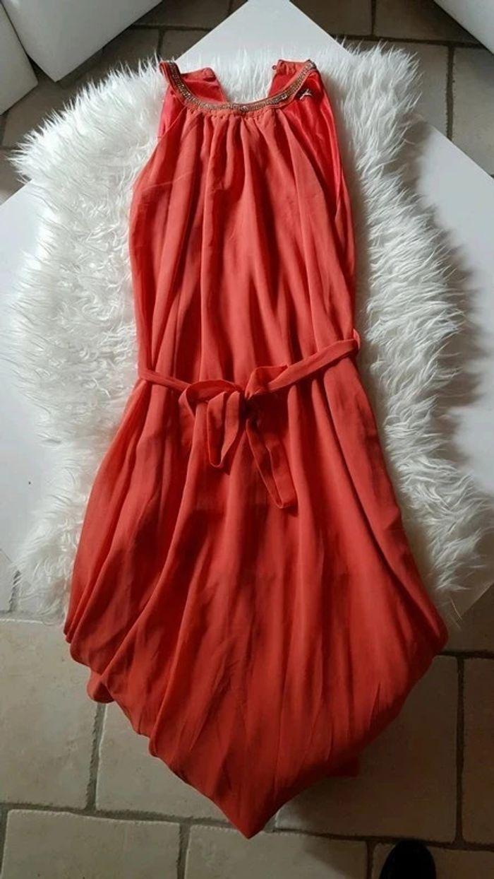 Longue robe fluide légère corail T.M + lien Aimite TBE 👗 - photo numéro 5