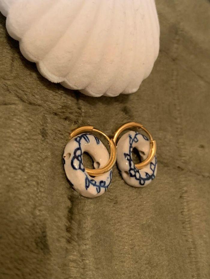 Boucles d’oreilles en porcelaine style portugaise - photo numéro 5