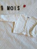 Gilet manches longues blanc/doré Petit Bateau fille 9 mois