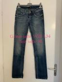 Jean bleu foncé effet délavé taille basse coupe droit G-Star taille W26 L34 soit taille 36