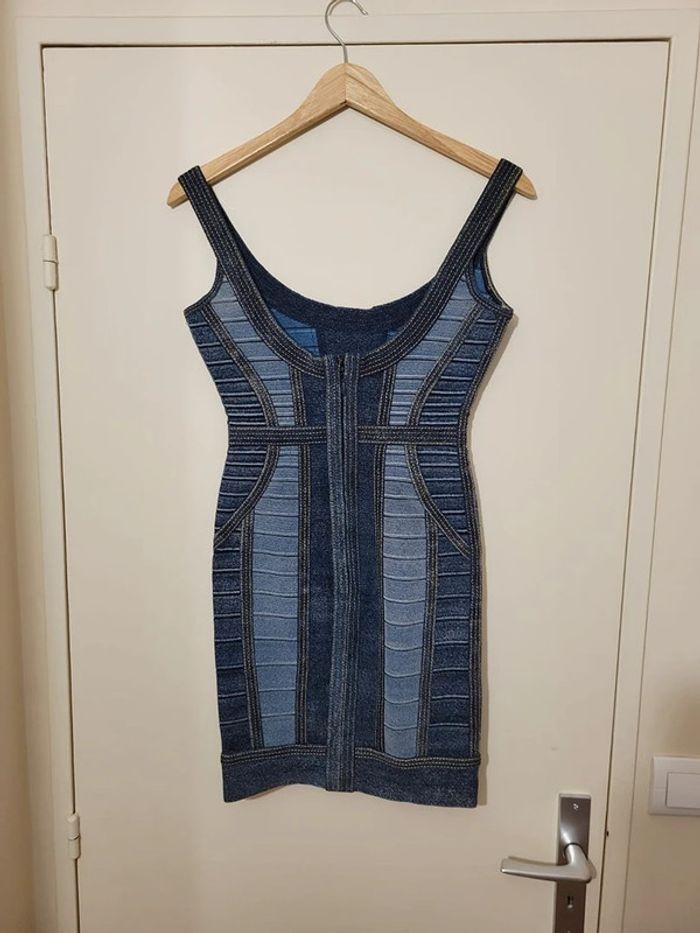 robe mini Hervé Léger bleu taille XS - photo numéro 2