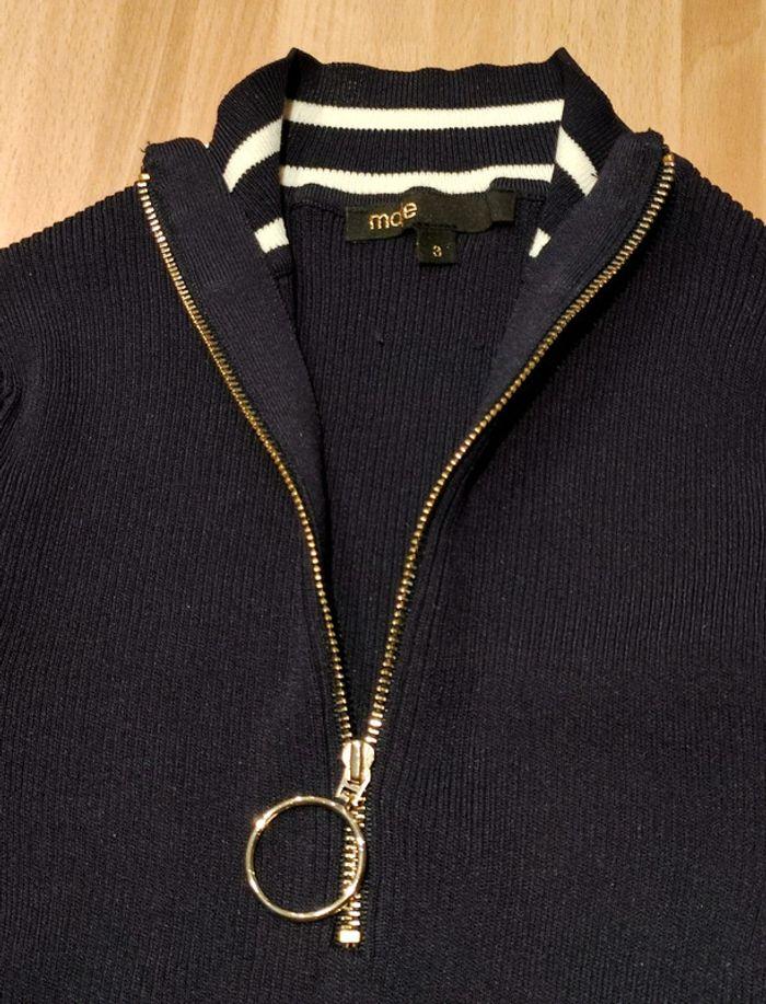 Pull col montant zippé marine Maje t.40/L t.3 - photo numéro 3