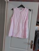 Blouse sans manches rose et blanc