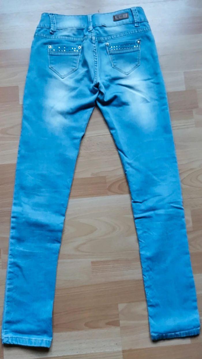 Jeans effet délavé bleu ciel bleu clair - photo numéro 7