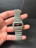 Montre vintage Collins 1970 métal watch led ancienne