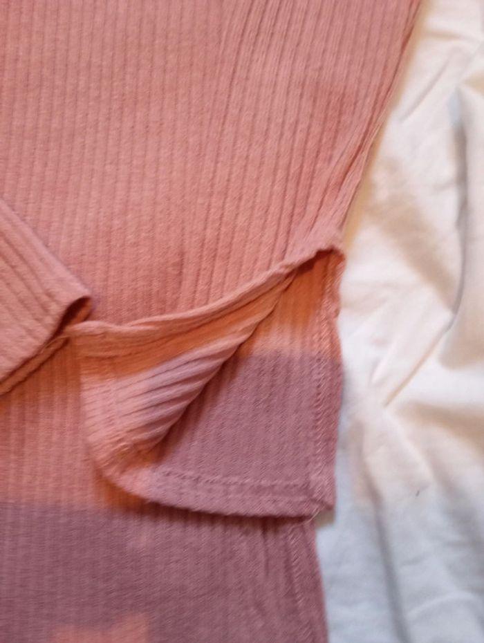 Pull tunique fin fendu rose - photo numéro 2