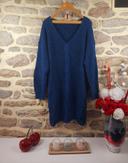 Robe pull en tricot torsadé épaules tombantes bleu Femme taille 52 marque Missguided 🌹