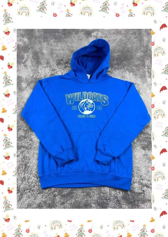 👕 Sweat à capuche University Rare Vintage y2k 90s 2000s Wildcats Track & Field 2019 Bleu Taille S 👕 - photo numéro 1