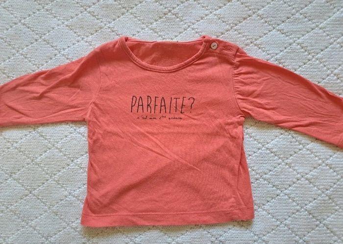 T-shirt "Parfaite" Kiabi fille 6 mois - photo numéro 2