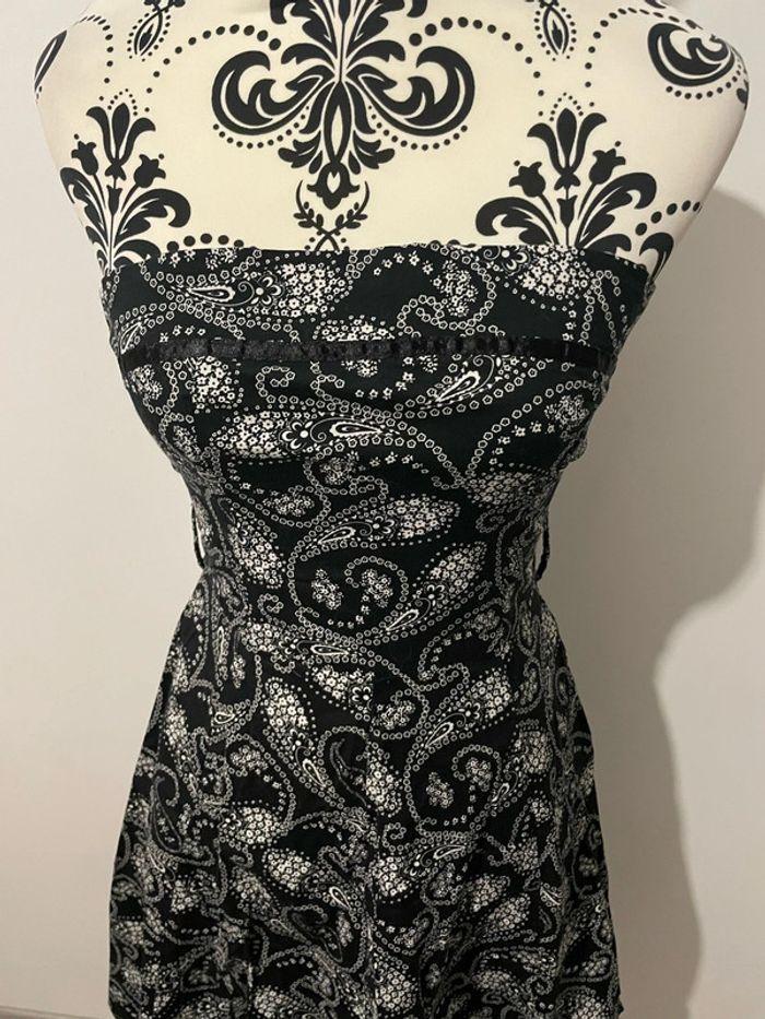 Robe bustier bas évasé noir à motifs blanc mim taille 34 - photo numéro 2