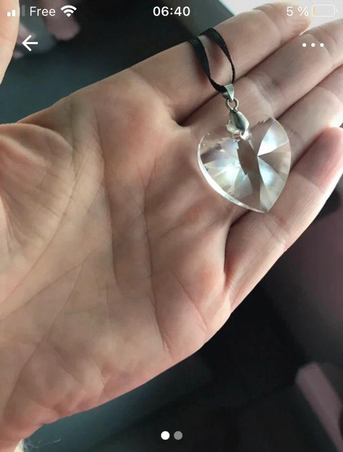 Collier Pendentif cœur avec deux cordons swarovski - photo numéro 1