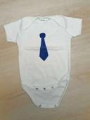 Body manches courtes, blanc/bleu, cravate, Tissaia, 3mois