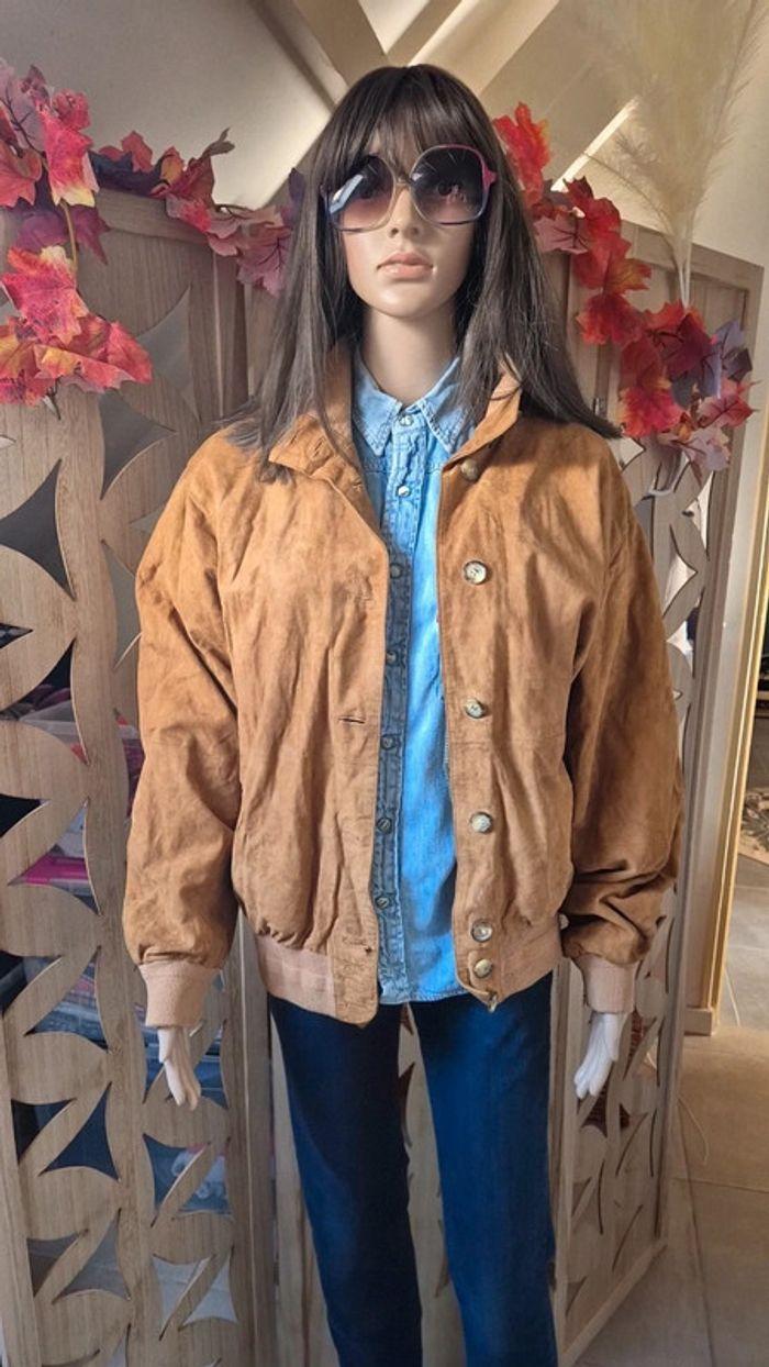 Blouson en daim camel vintage - photo numéro 1