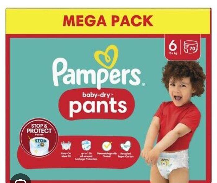 Carton de couches Pampers baby dry pants taille 6