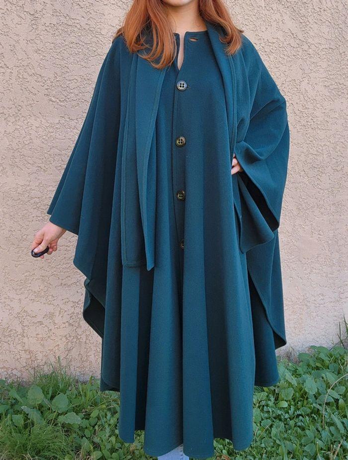 Manteau cape vert émeraude laine et cachemire Peter James - photo numéro 5