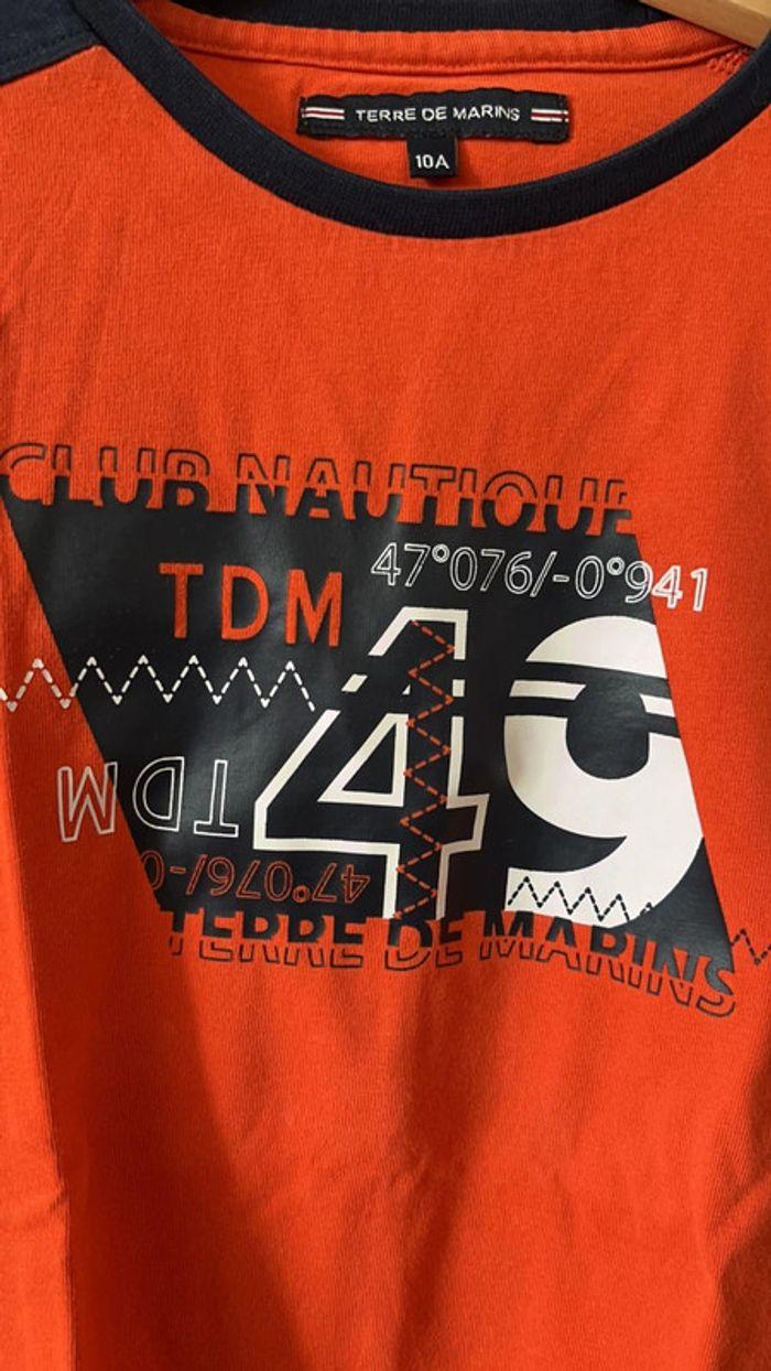 T-shirt manches longues orange Terre de Marins 10 ans garçon - photo numéro 2