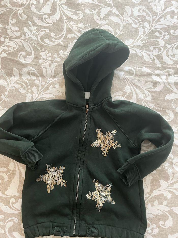 Gilet zippe fille vert foncé 5 ans Zara - photo numéro 1