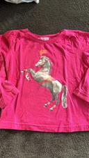 T-shirt manches longues rose avec cheval