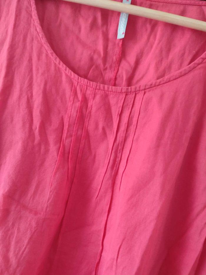 Tunique t-shirt long rose dentelle fleurie fuschia 44 - photo numéro 6