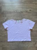 Tee shirt Courrèges taille M crop top rose pale logo brodé