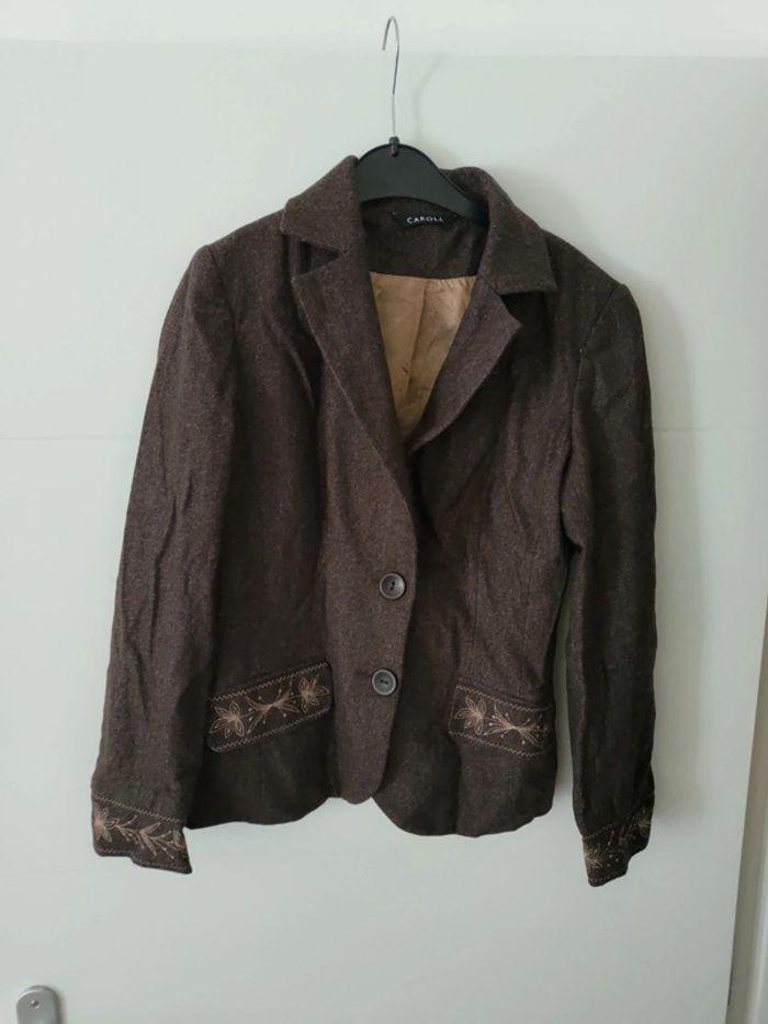 Veste vintage marron - Caroll - photo numéro 1